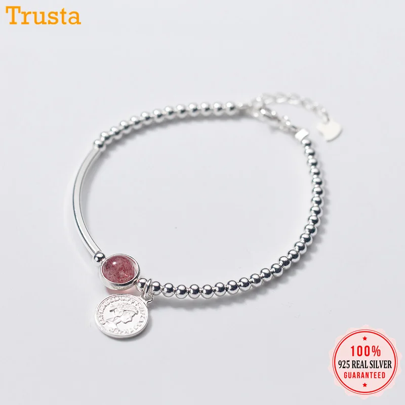 

Trustdavis 925 Sterling Silver Beads Chain Strawberry Crystal New Bracelet For Women Gothic Fashion Jewelry Accessories DT76