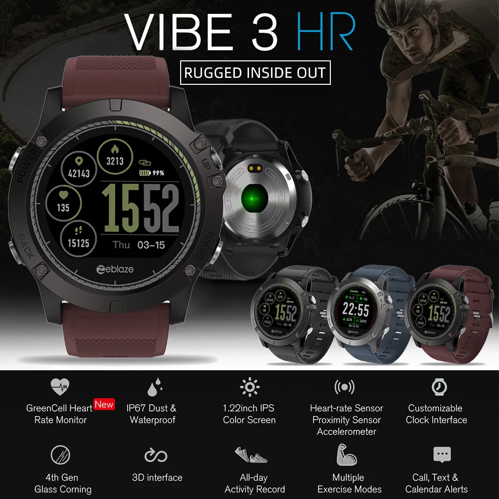 Умные часы Zeblaze Vibe 3 Hr Спортивные Bluetooth Смарт часы монитор сердечного ритма Смарт-часы с шагомером цифровые наручные часы мужские