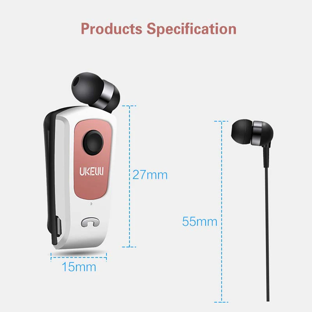 UK-9 Bluetooth наушники, беспроводные наушники с зажимом, гарнитура с микрофоном, звонки, напоминают вибрацию для iPhone, Xiaomi