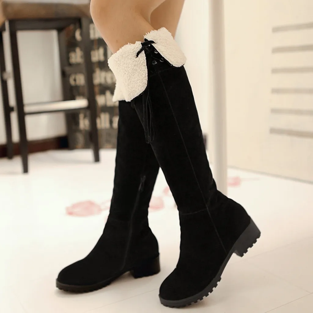 Обувь; Модные женские ботинки; zapatos de mujer; женские теплые сапоги до колена с бахромой; плотные теплые высокие сапоги; Студенческая обувь; большие размеры