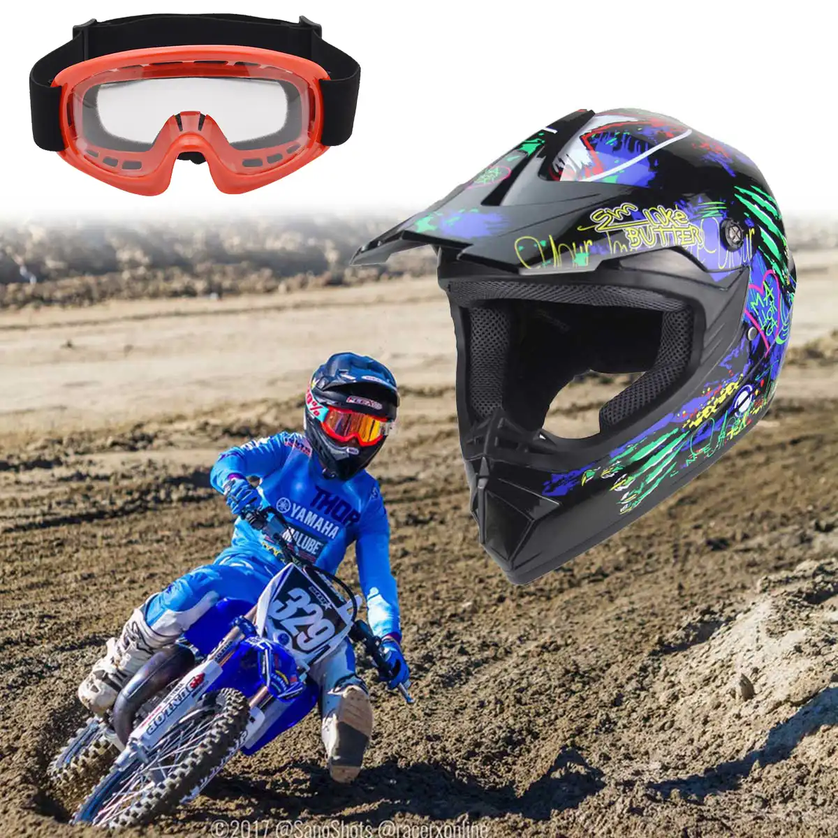 L Motocross MX Casco moto cross cross caschi City,D.O.T Standard,con  Occhiali Maschera Unisex e Guanti per Adulti,bambini Quad Bike ATV Go-Kart  casco SYANO casco da cross Bambino Abbigliamento protettivo Moto, accessori  e