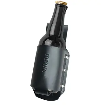 

Portable Beer Bottle Holder Leather Waist Belt Hanging Drinks Glass Bottles Cover Bag New