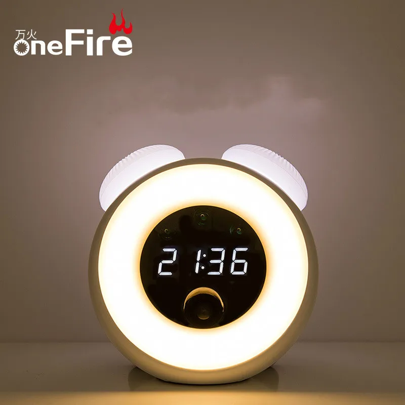 

Time Small Night Lamp Bedroom Bedside with Sleep Lamp Voice Sensing with Time Alarm Clock Creative Plug Infant Feeding