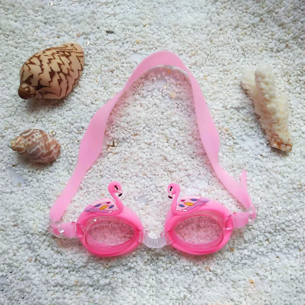 Pink swan Детские плавательные очки для детей 3-8 лет, милые водонепроницаемые противотуманные очки с регулируемым поясом для мальчиков и девочек - Цвет: Pink swan