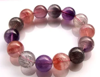 

Free Shipping Natural Super Seven Rutilated Quartz Round 16mm Beads Bracelet Women Jewelry Accessories Weddings Parties Birthday