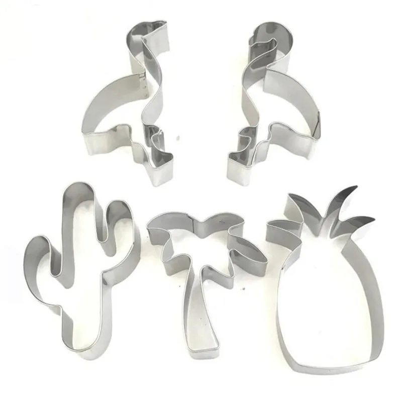 Flamingo/Pineapple/Coconut Tree Shape Cookies Cutters Biscuit Cut for Summer Birthday Decor Kids Hawaiian Luau Theme Party Favor