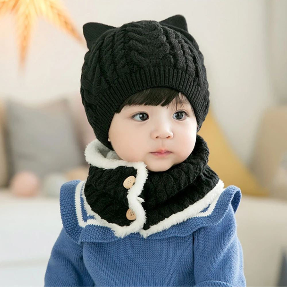 LOOZYKIT/комплект из 2 предметов; детская зимняя шапка; шарф; Комплект для девочек и мальчиков; теплые шапки; детский чепчик с рисунком; милые шапки; реквизит для фотосессии