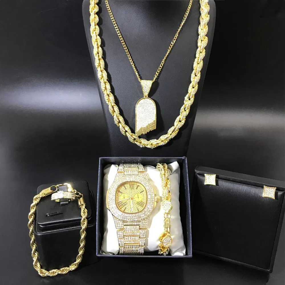 Hip Hop Men Gold Twist Necklace Men 