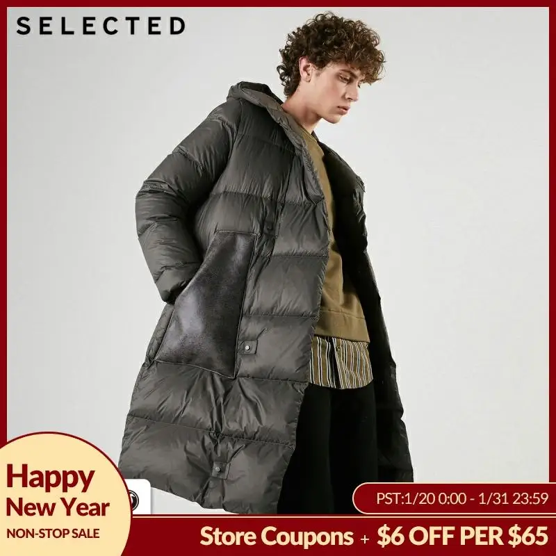 

SELECTED Men's Mid-length Parka Outwear Silhouette Hooded Down Jacket Coat S|419112513