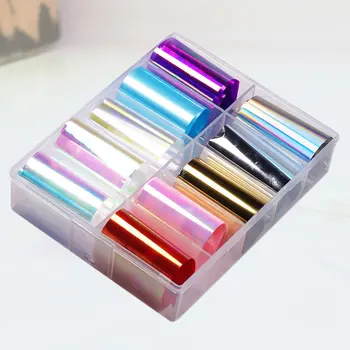 

1 Box of Glass Paper Nail Sticker DIY Nail Decals Exquisite Nail Art Decals Manicure Accessories Colorful (10 Colors)