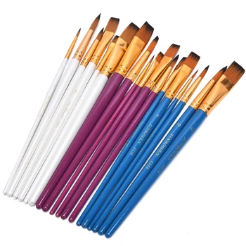 

6Pcs/Set Watercolor Gouache Paint Brushes Different Shape Round Pointed Tip Nylon Hair Painting Brush Set Art Supplies