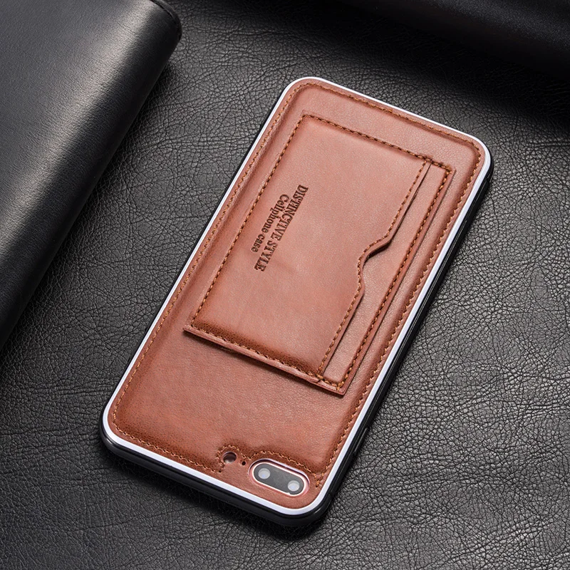 

Luxury PU Leather Card Holder Slots Phone Case For iPhone X XR XS Max Leather Texture Back Cover For iPhone 10 6 6S 8 7 Plus
