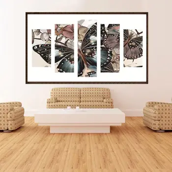 

5D Diamond Painting Kit Butterfly Drill Embroidery Cross Stitch Picture Arts Craft for Home Wall, 5 Panels of Splicing Paintin
