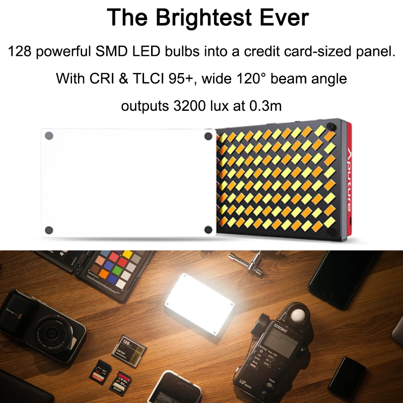 Aputure AL-MX накамерный видео светильник Rechargeable128 SMD СВЕТОДИОДНЫЙ двухцветный 2800 K-6500 K CRI TLCI 95+ на камеру светильник для фотосъемки ing