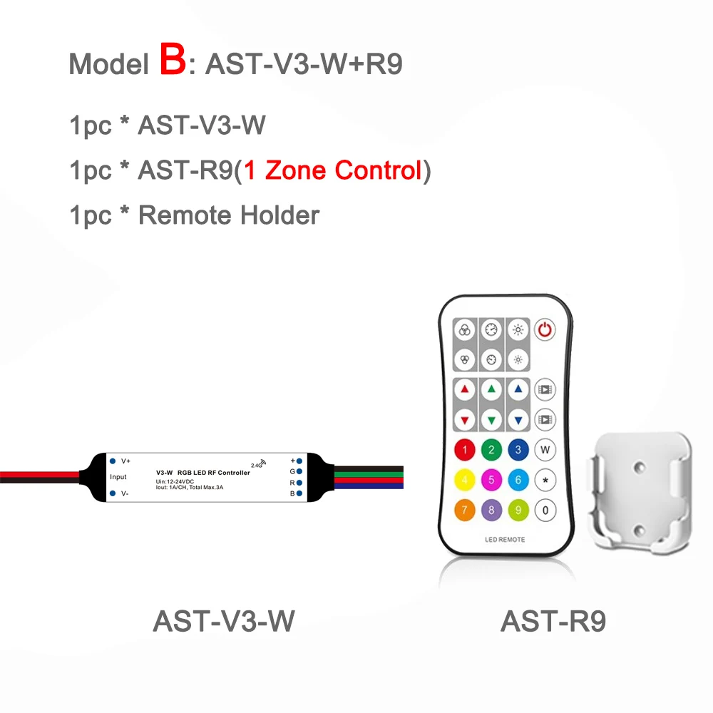 Model B Мини RGB светодиодный контроллер 12 В 24 В DC RF 2,4G беспроводной пульт дистанционного управления умный Wifi 3 канала RGB контроллер для светодиодной ленты светильник V3-W - Цвет: Model B