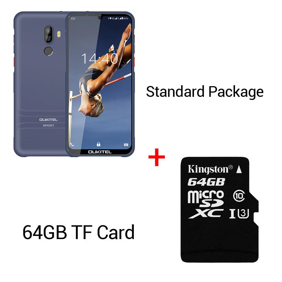 Blue N 64GB Card OUKITEL Y1000 6,08" Android 9,0 IP68 в виде капли воды, 19,5: 9 MT6580P 2 Гб оперативной памяти, 32 Гб встроенной памяти, 3600 мА/ч, Fingerprint смартфон 5 V/1A мобильного телефона - Цвет: Blue N 64GB Card
