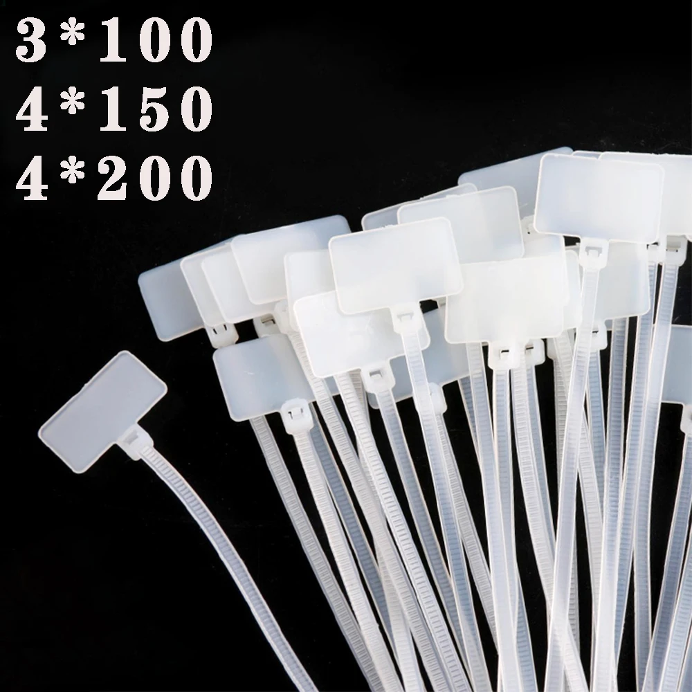 

100 easy-to-mark nylon cable ties, network cable labels, plastic ring ties, cable labels, self-locking cable ties 3x100 4x150