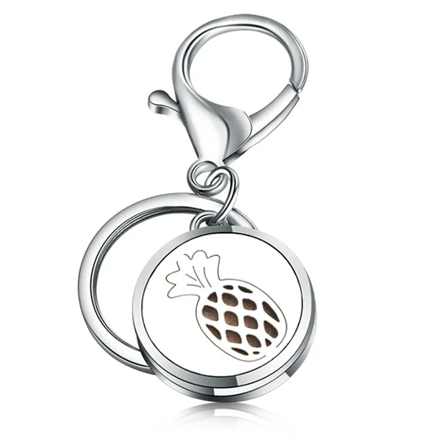 Fashion Round Little Love KeyChain Jewelry Stainless Steel Essential Oil Diffuser Perfume Aromatherapy Locket Key Chain Jewelry 1PCS