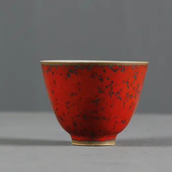 

Red Ceramics Tea Cup Built Master Cup Retro Kungfu Teacup Personal Single Cup