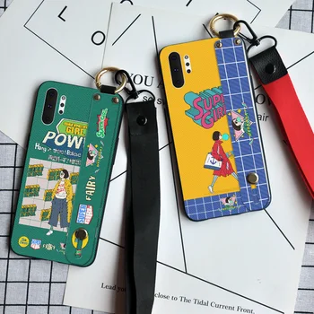 

Lovely Girl Silicone Cases For Samsung Galaxy Note 8 9 10 Pro S8 S9 S10 Plus S10E 5G S11 Wrist Strap TPU Back Cover