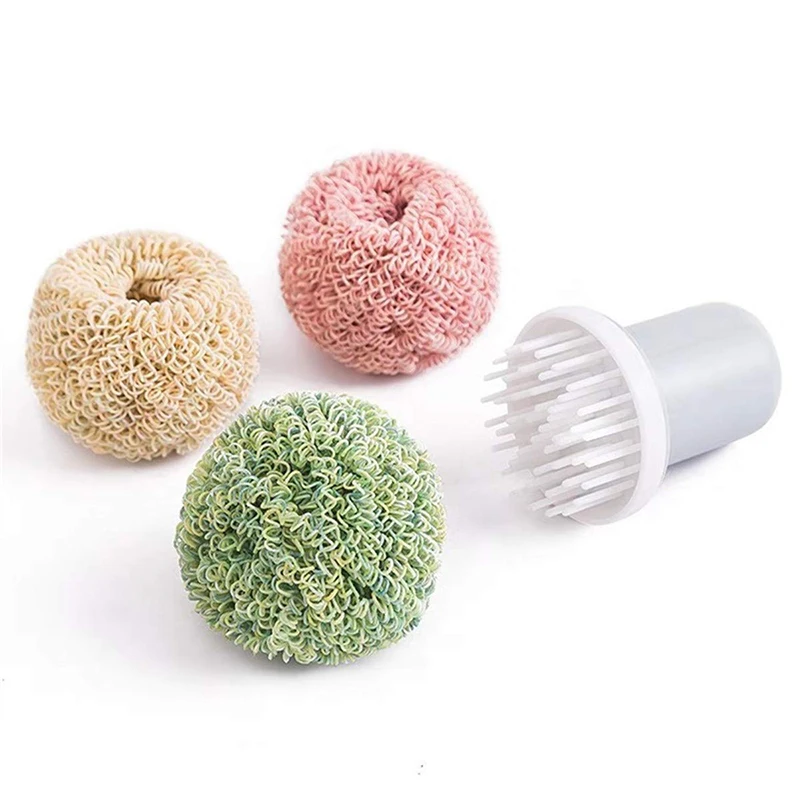 Kitchen Nanofiber Clean Rub Scrubbing Scouring Pad Household Detachable Steel Wool Scrubber for Kitchen Bathroom Cleaning Ball