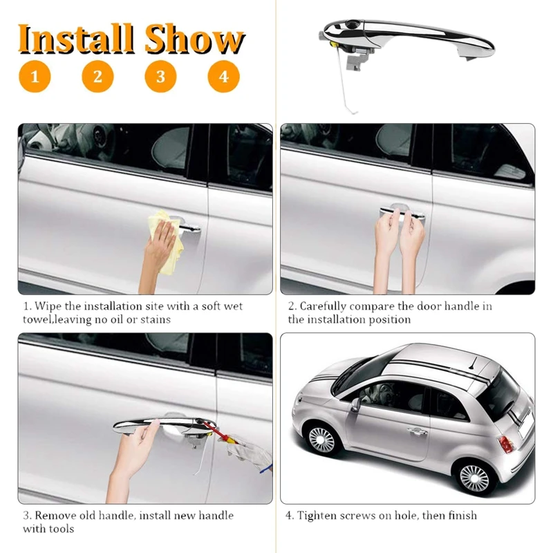 Внешняя хромированная наружная дверная ручка для Fiat 500 2012- 735592024(правая противотуманная фара