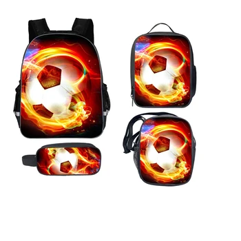 

Children's schoolbag fashion football 3D printing 4pcs / set of school backpack children girls boys cool orthopedics schoolbag