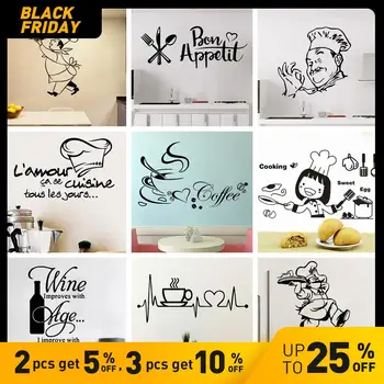 

Kitchen Vinyl Wall Sticker For Home Decor Dining Room Decoration Cuisine/Wine/Coffee Wall Decals Stickers Mural Muursticker