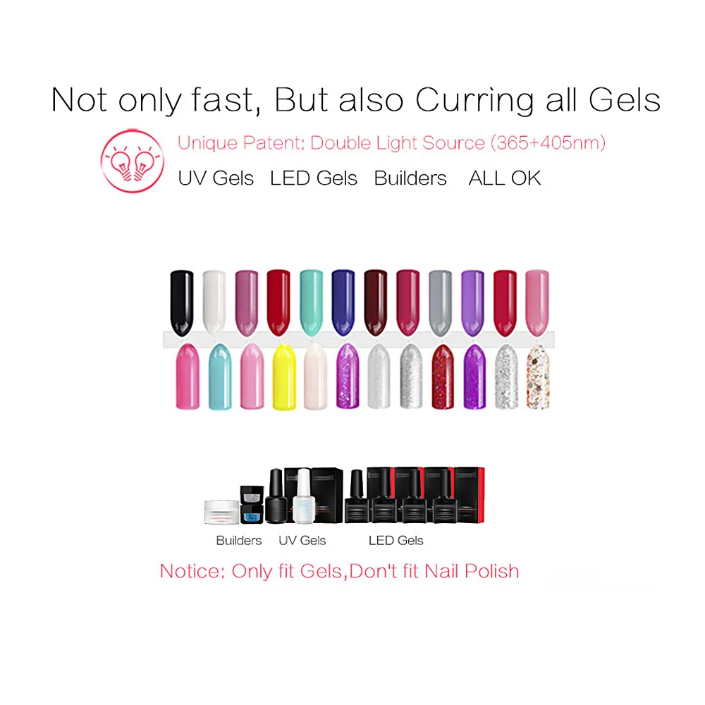 54W UV LED Nail Lamp Sunlight Nail Gail Dryer Machine Professional Fingernails Toenails Curing Equipment Nail Art Tool