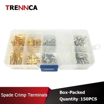 

150PCS/Set Tiks Pairs Female Male Spade Crimp Terminals Sleeve Wire Wrap Connector for 22-16 AWG 0.5mm2-1.5mm2 2.8mm 6.3mm 4.8mm