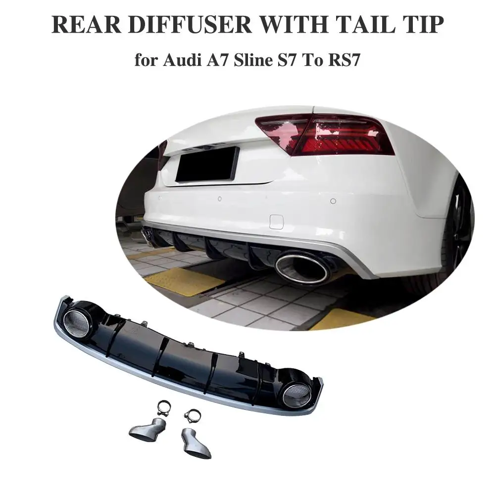 Best Price A7 Achterbumper Lip Diffuser Met Uitlaat Pijp voor Audi A7 Sline S7 2016 2017 2018