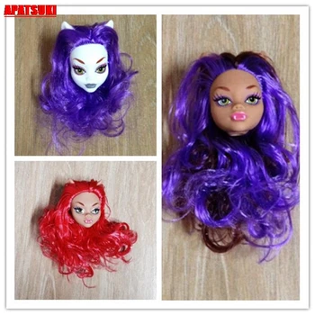 

1pc Doll Head with Light Purple WIG Hair 1/6 BJD Doll Head for Monster High Doll Accessories for Monster Doll Heads DIY Kids Toy