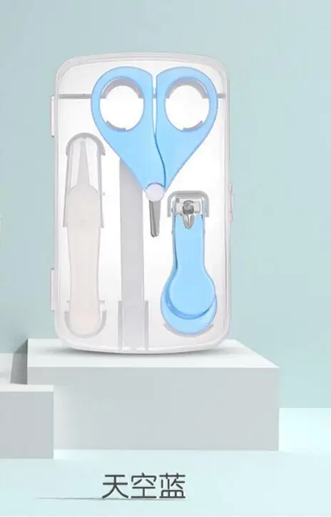 4 PC Blue 4 шт. уход за детскими ногтями Ножницы великолепные наборы безопасные щипчики для ногтей Ножницы костюм для новорожденных Уход за ногтями - Цвет: 4 PC Blue