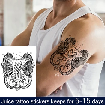 

Waterproof Temporary Juice Ink Tattoo Sticker Seahorse Conch Shell Starfish Fruit Gel Long Lasting Fake Tatto Art for Men Women