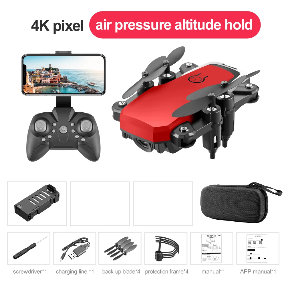 Red 4K Camera HD Дрон 4K Квадрокоптер Профессиональный Дрон камеры мини Дрон игрушки для детей складной Дрон RC вертолет дроны детские игрушки подарок - Цвет: Red 4K Camera