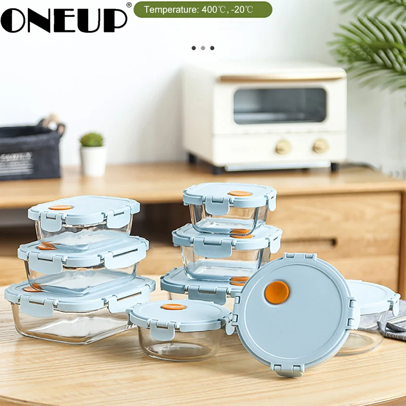 ONEUP новый стеклянный изолированный Ланч бокс с отсеками герметичный Бенто