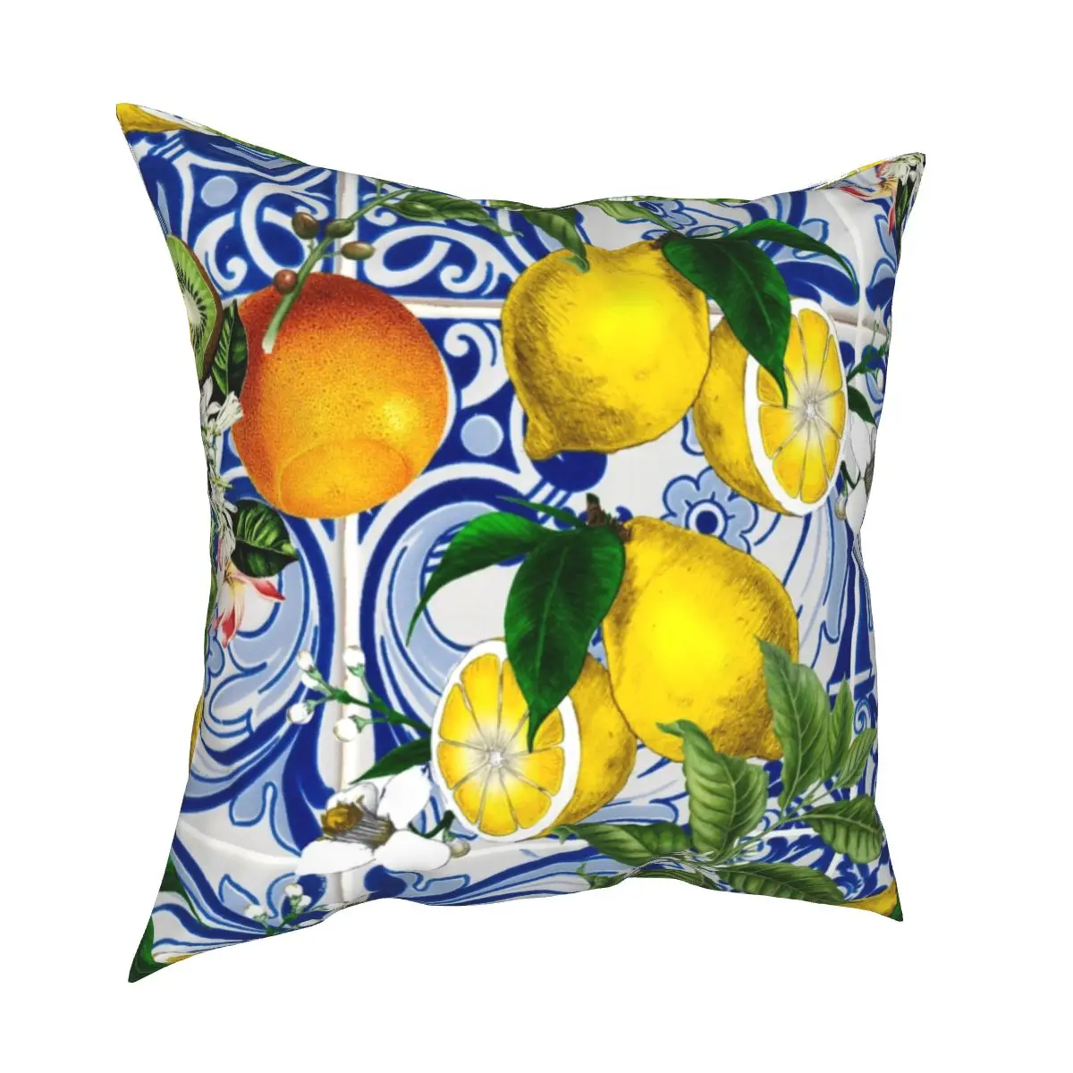 MediterraneanLemonPillowCaseNordicFreshYellowPrintCushionCoverDecorativeThrowPillow