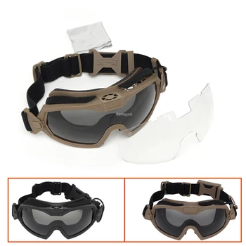 Gafas de combate táctico, 2 lentes intercambiables antiniebla, militares, Airsoft, a prueba de viento, para motocicleta, caza, juego de guerra