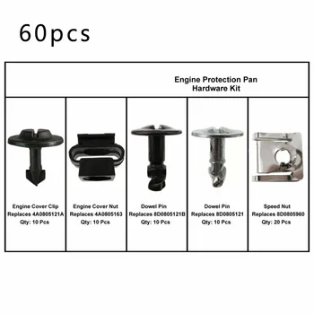 

60pcs SUnder Engine Cover Clip Fastener Spoiler Pin Nut Kit 4A0805163 8D0805121B 8D0805121 Accessory Replacement
