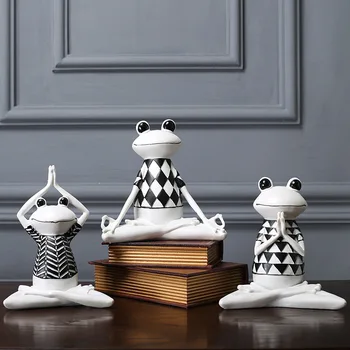 

1PC Nordic Resin Yoga Frog Decoration Home Accessories Creative Living Room TV Cabinet Children Room Decoration Gift