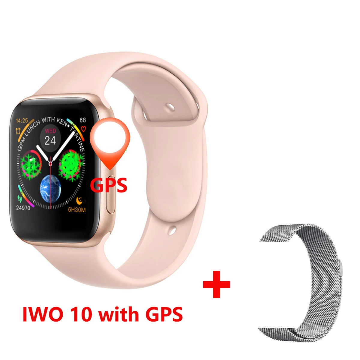 rose gold8 IWO 10 Смарт-часы Bluetooth 1:1 Series 4 gps Inteligente Pulseira IP32 водонепроницаемые Смарт-часы Android для обновления IOS IWO 9 8 7 - Цвет: rose gold8