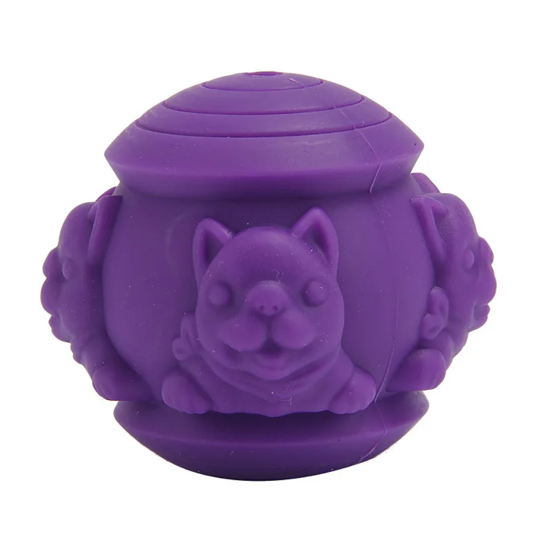 purple Игрушка для жевания собак, мяч для чистки зубов, игрушка для собак, интерактивный резиновый шар для собак, кошек, щенков, эластичный шар - Цвет: purple