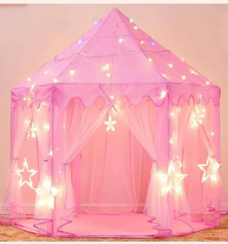 lucha Mercado Mercado Castillo de princesa para niñas, tienda de juegos de hadas, casa de juegos  hexagonal con luces de estrellas grandes, juguetes para niños  pequeños|Tiendas de campaña de juguete| - AliExpress