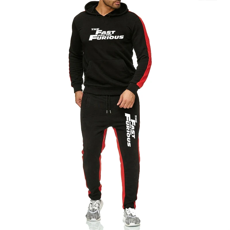 Black 4 Зимние мужские комплекты, спортивный костюм, для бега, Chandal Hombre, спортивный костюм, Повседневный свитер с капюшоном, штаны, хлопок, Ropa Hombre, толстовка - Цвет: Black 4