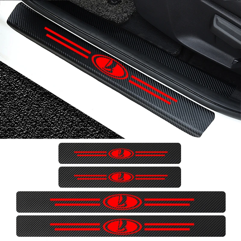 4PCS Carbon Fiber Protector Car Door Sill Plate Cover Sticker For lada VESTA niva kalina priora granta largus vaz Accessories