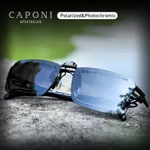 CAPONI Photochromic Sunglasses Clip Men Polarized Vintage Day And Night Eye Glasses Clip UV400 Protect Driving Eyewear BS1101