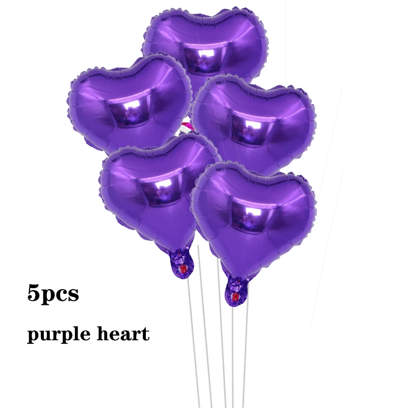 purple heart 5 шт./лот 18 дюймов Радуга розовое золото в форме сердца, звезды из алюминиевой фольги Воздушные шары на день рождения, свадьбу, девичьи вечерние украшения - Цвет: purple heart