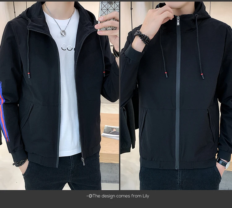 Осенние мужские куртки-бомберы с капюшоном Slim Fit Новая куртка-Ветровка черная цветная куртка Masculina винтажная куртка-бомбер