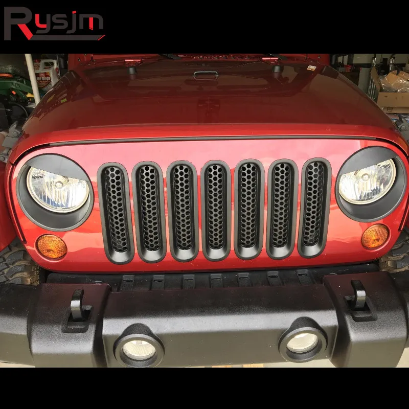 Для Jeep Wrangler JK 2007- 2 и 4 модели дверей передний свет " светодиодные фары Angry Bird стиль Накладка пластик ABS