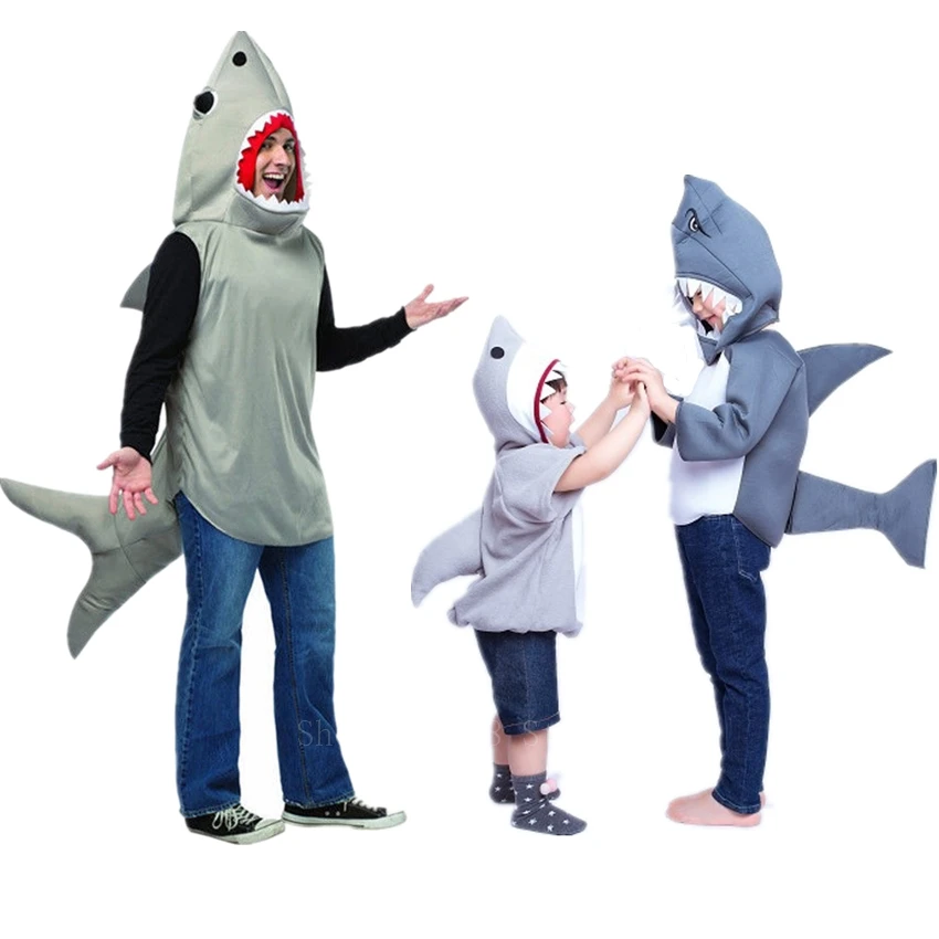 

Hood Shark Cosplay Halloween Costume For Kids Children Adult Animal Toddler Men Shark Carnival Party Cartoon Fancy Dress Purim
